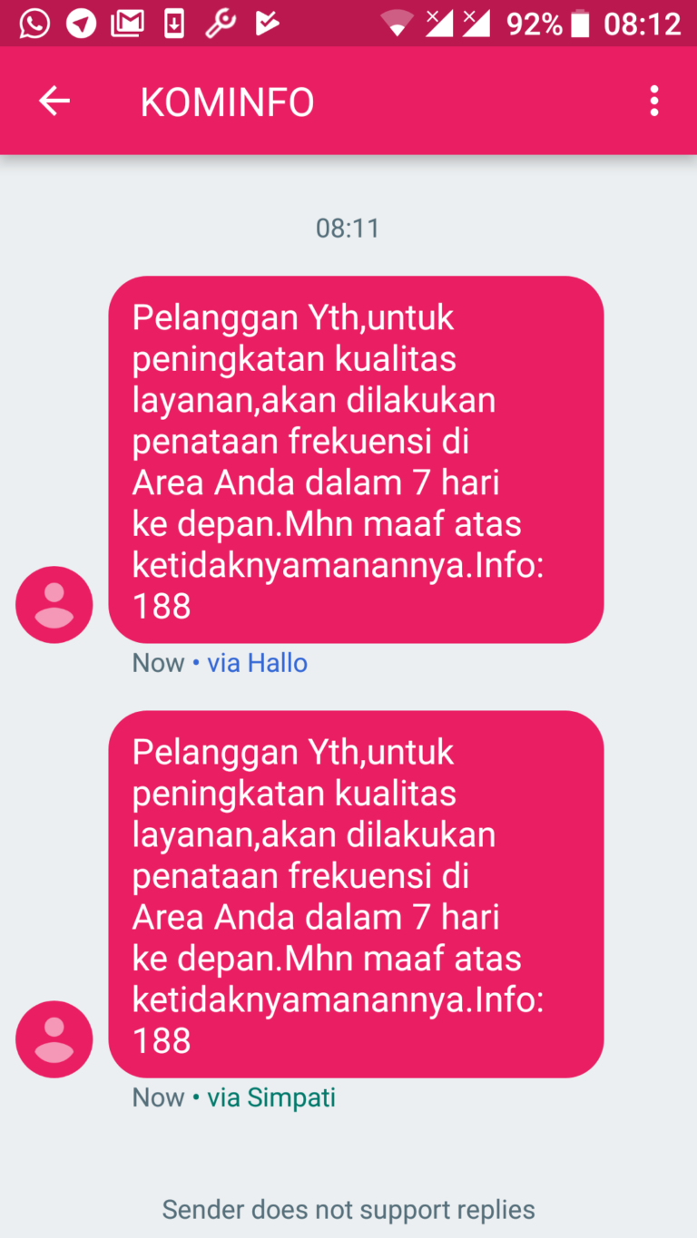 Pemberitahuan Kominfo tentang penyesuaian frekuensi 7 ke depan dari tgl 4 April 2018